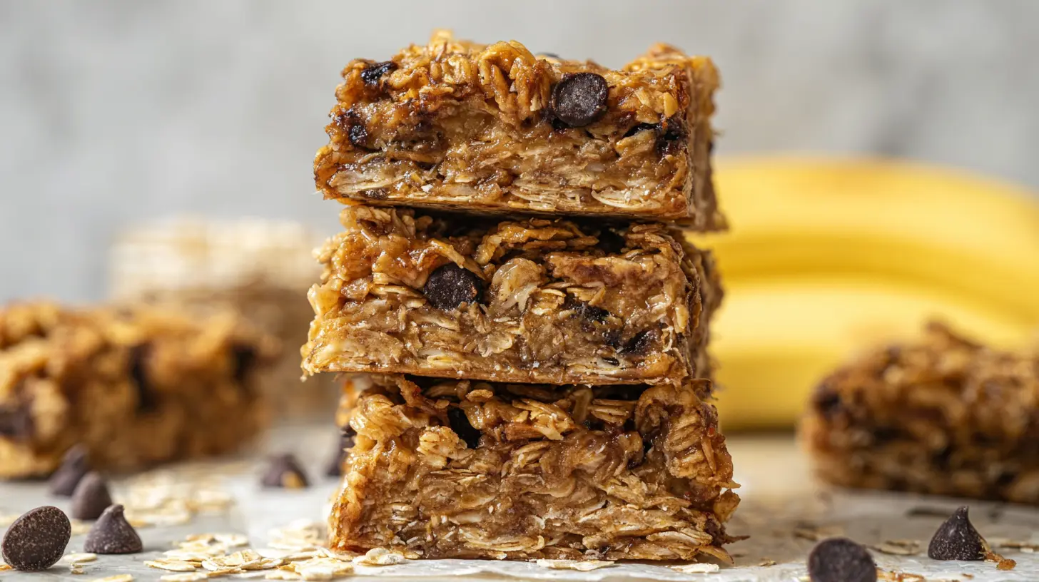 Delicious banana oatmeal bars ready to eat