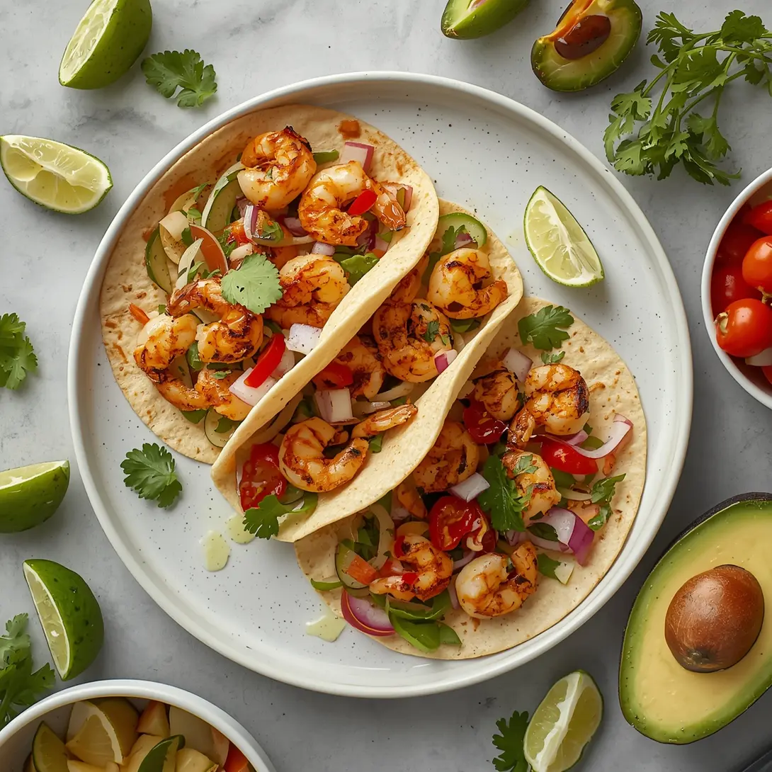 Delicious Caribbean jerk grilled shrimp wraps with fresh ingredients