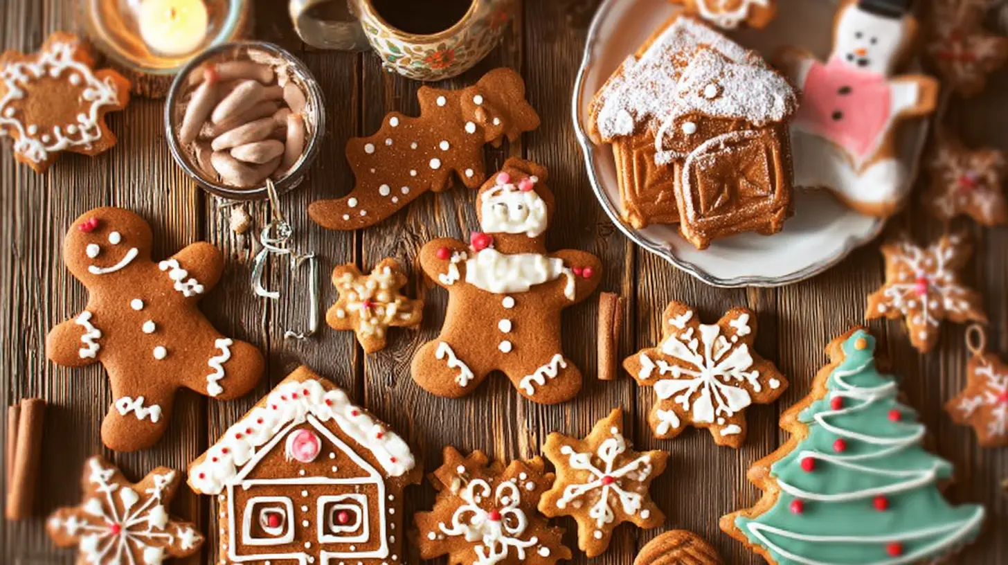 A collection of diverse Christmas baking recipes laid out invitingly.