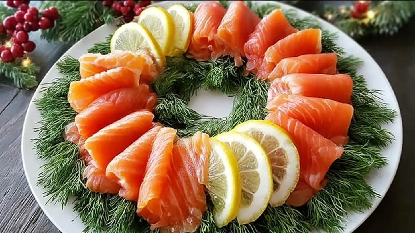 A vibrant spread of Christmas recipes appetizers elegantly presented.