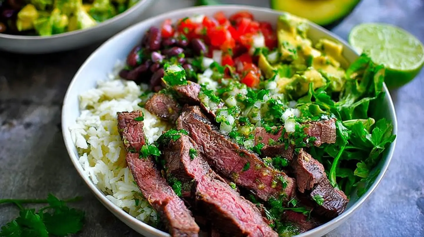 A serving of delicious cilantro lime steak, seasoned and cooked to perfection.