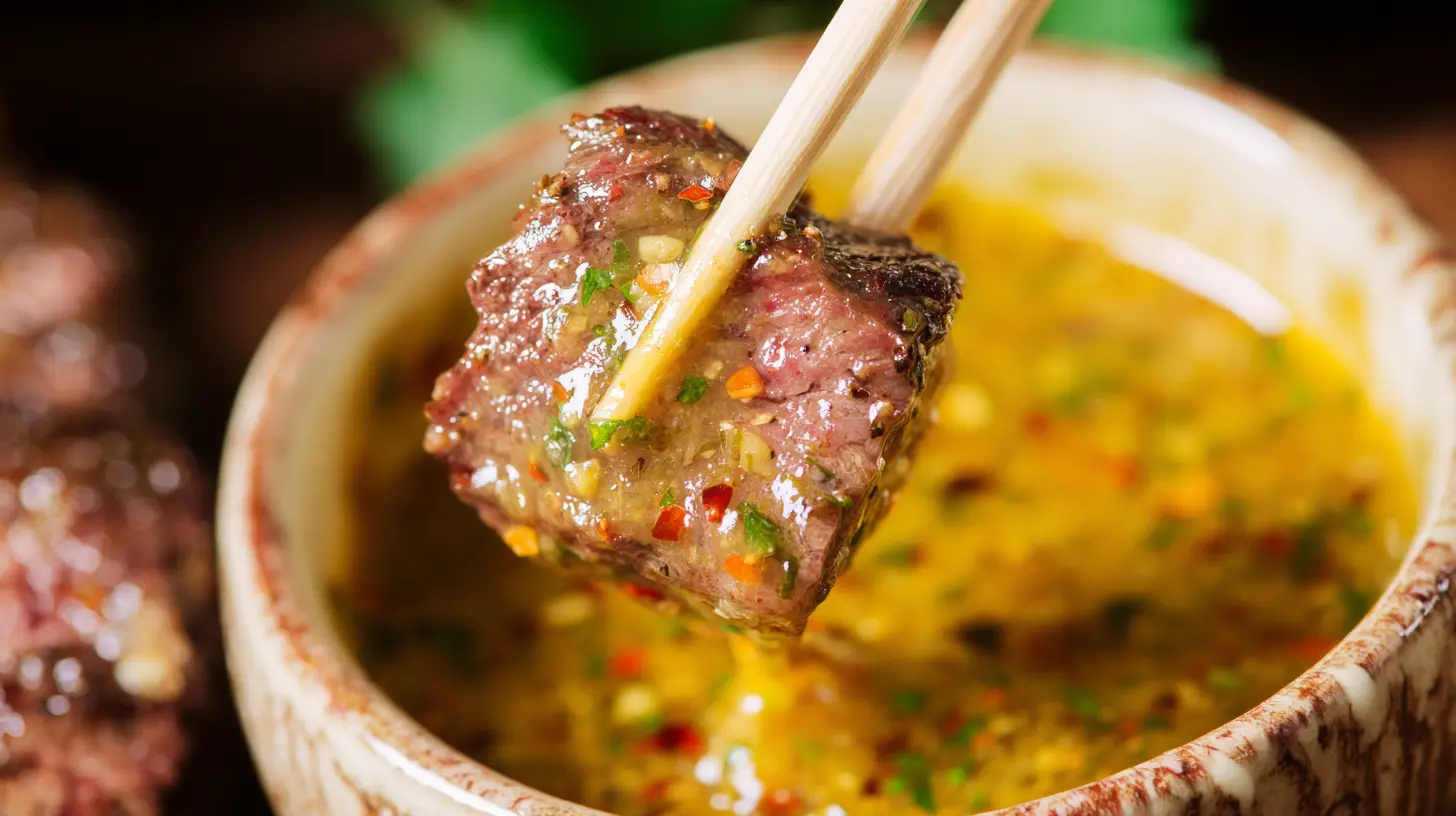 A small bowl of creamy cowboy butter dipping sauce on a rustic wooden surface.