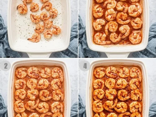 Plate of cranberry-glazed shrimp skewers, showcasing vibrant color and perfect char