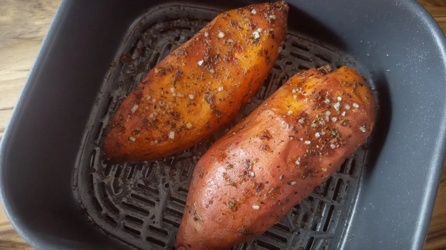 Perfectly crispy sweet potatoes cooked in an air fryer