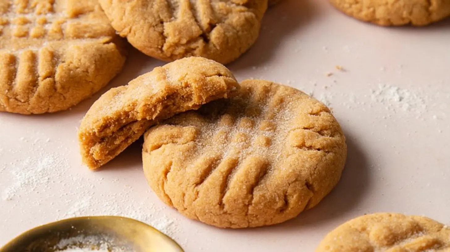 A close-up of delicious peanut butter cookies ready to eat