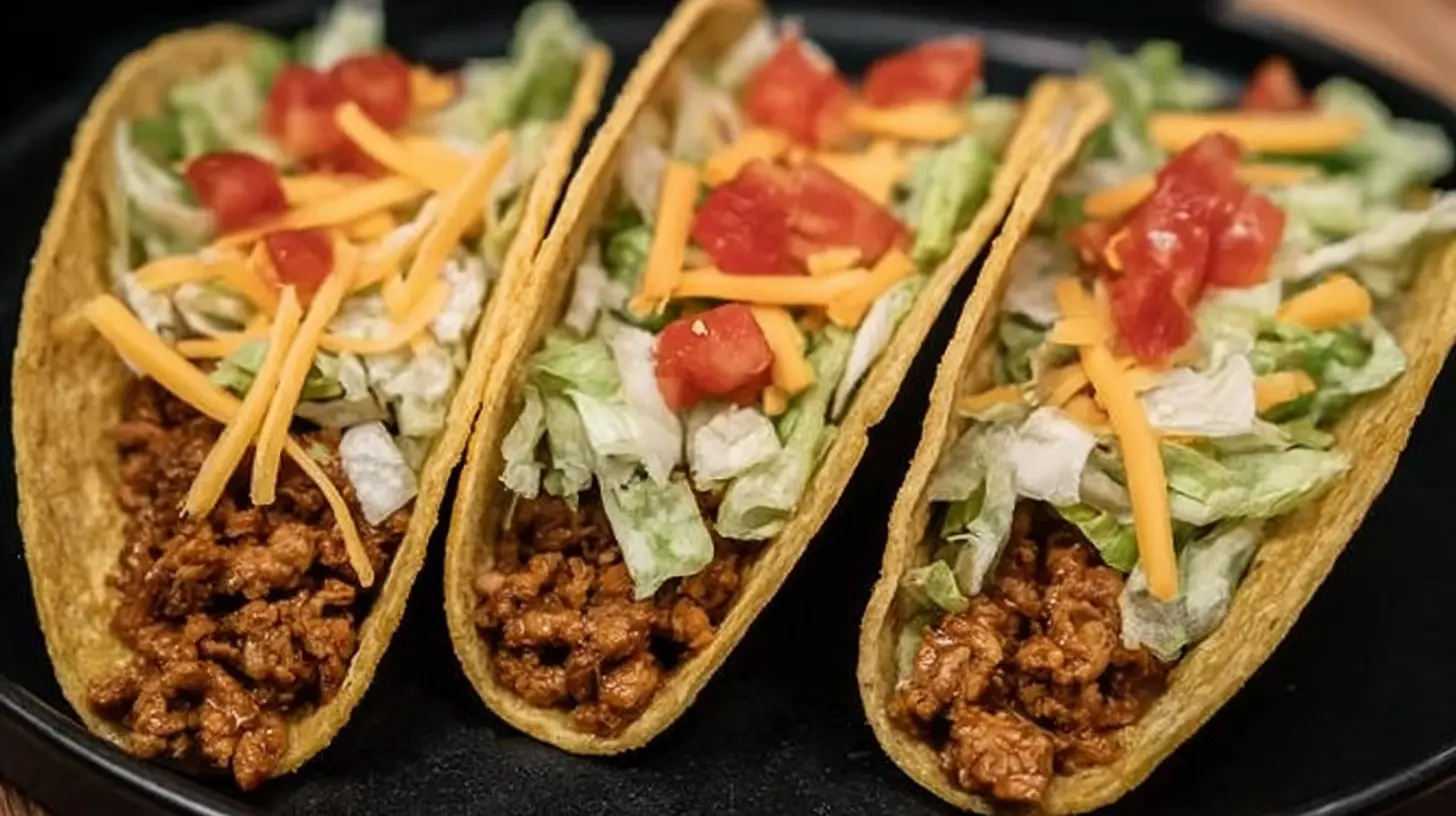 A serving of delicious crockpot tacos with fresh toppings.