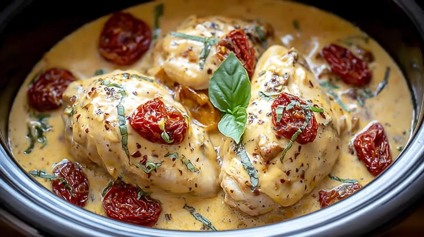 Tasty marry me chicken prepared in a slow cooker