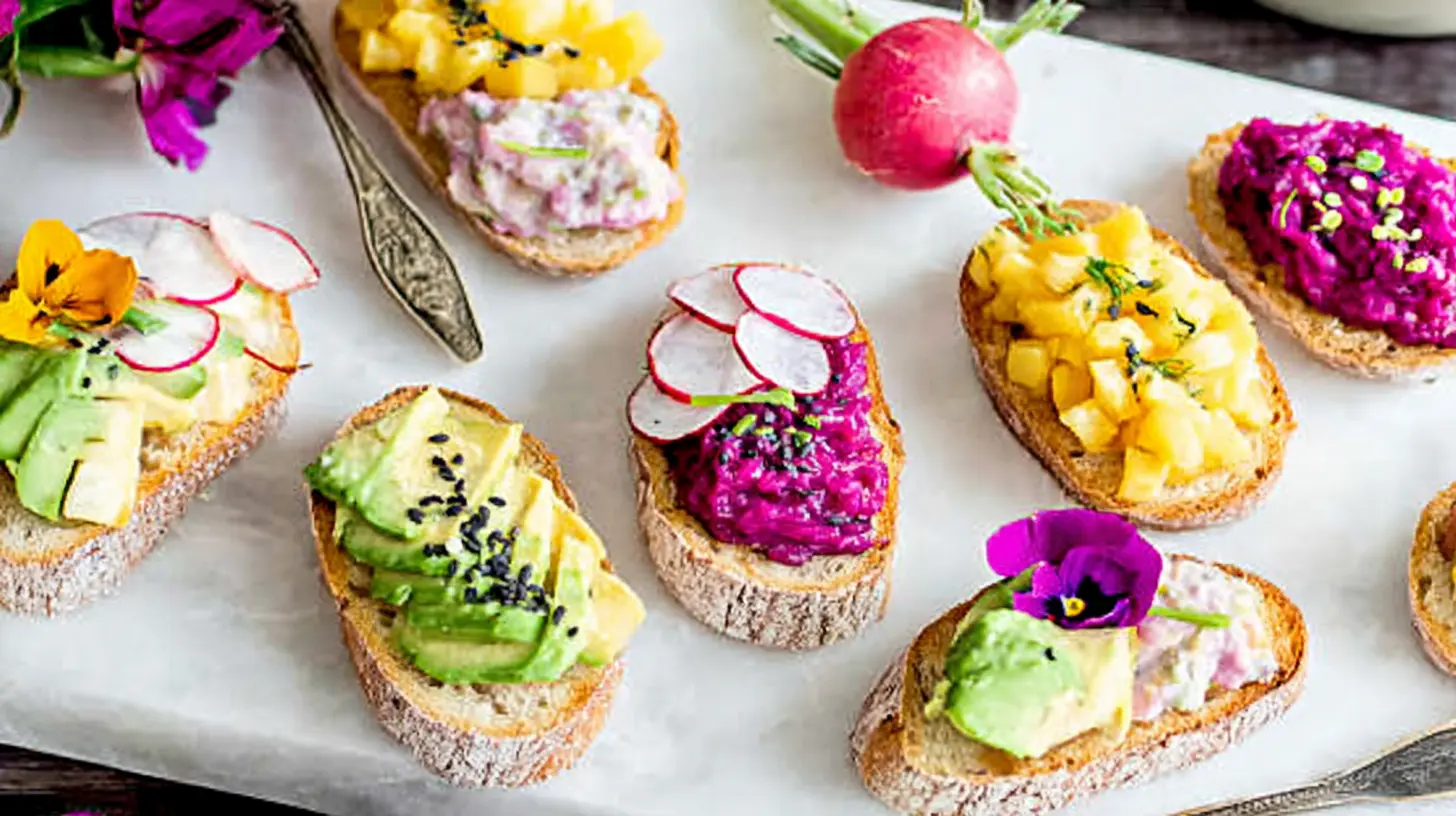 A display of beautifully arranged elegant vegan appetizers