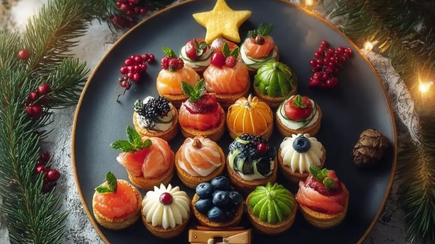 An elegant spread of Christmas food, perfect for festive catering ideas.