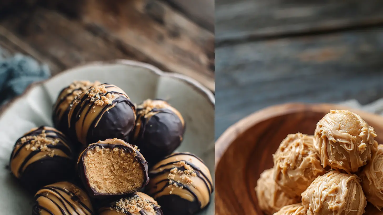 A close-up of three fluffy Japanese soufflé pancakes stacked on a plate with berries and powdered sugar.