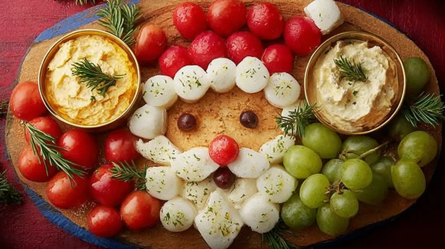 A beautiful arrangement of food art appetizer dips