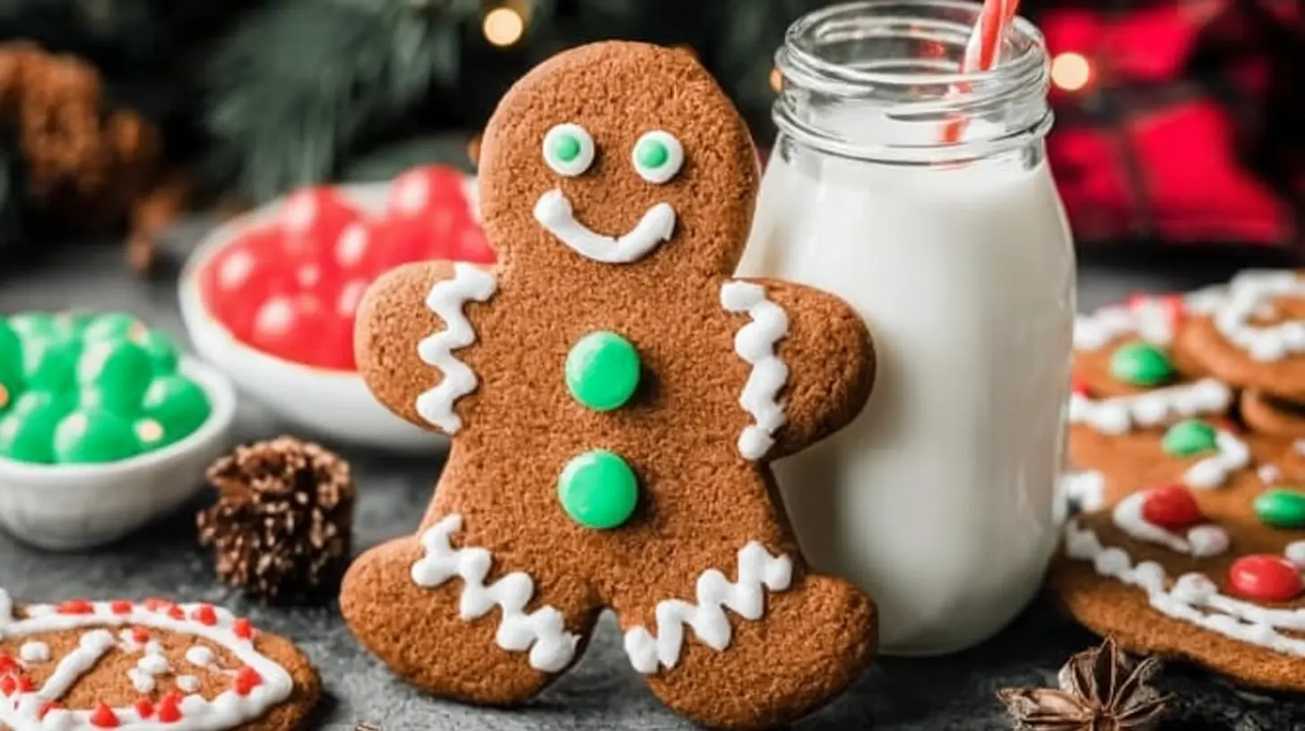 A collection of festive gingerbread cookies decorated with white icing.