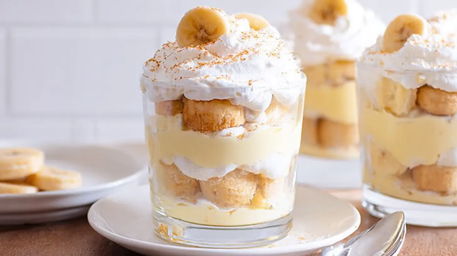 Deliciously layered sugar free banana pudding with vanilla wafers and fresh banana slices