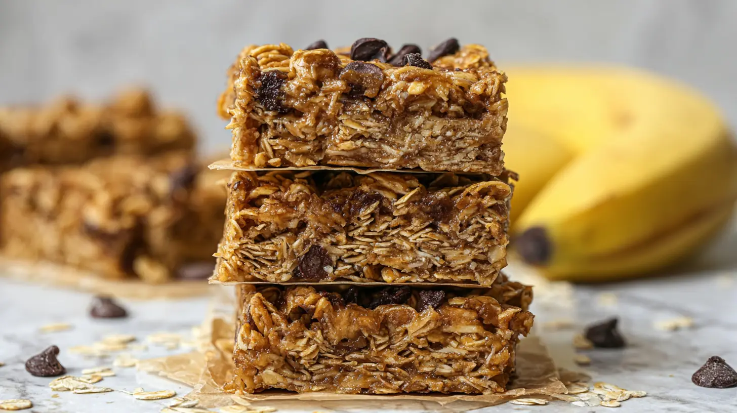 Healthy snack of banana oatmeal bars