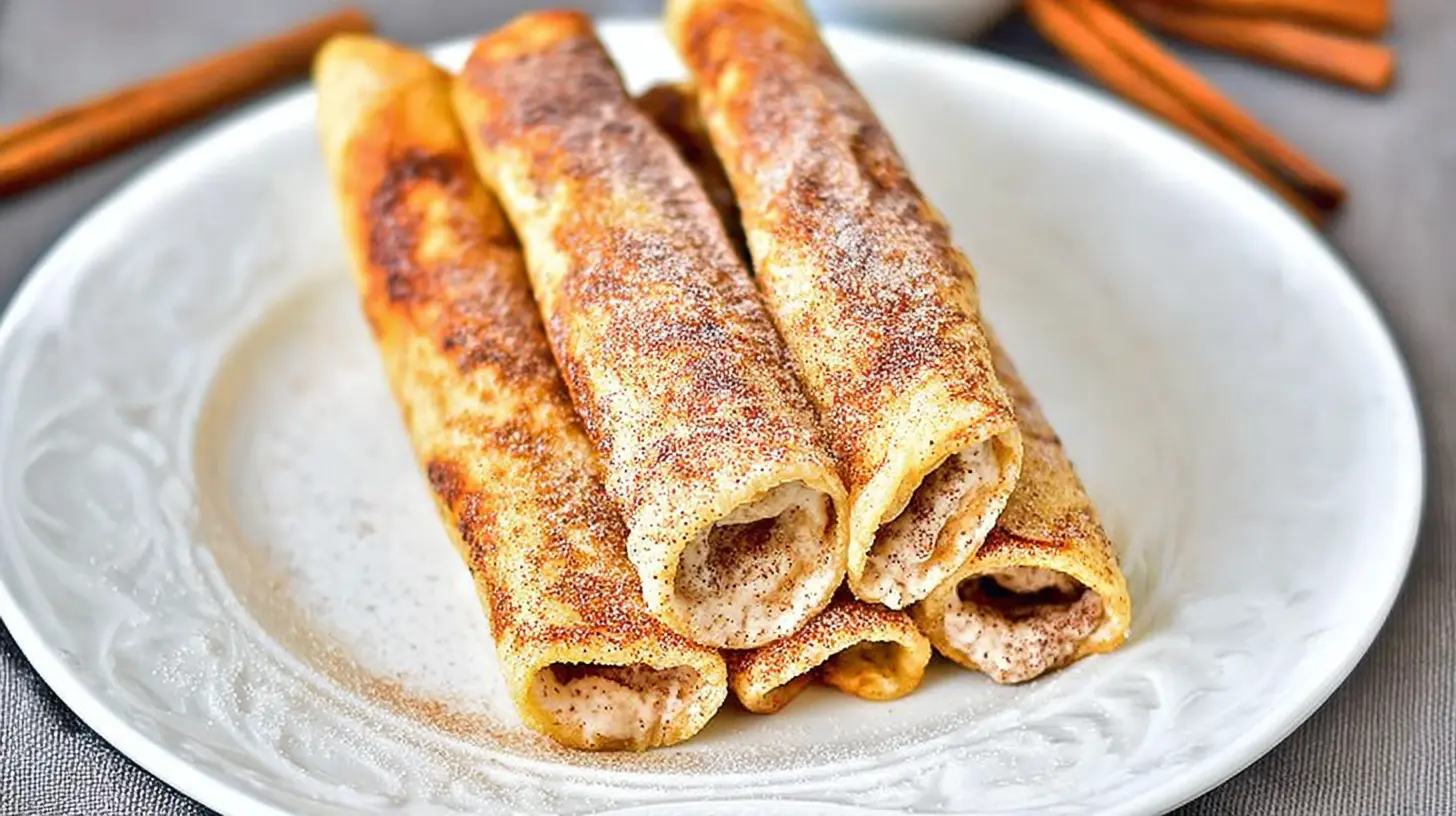 A serving of crispy keto cinnamon cream cheese roll-ups