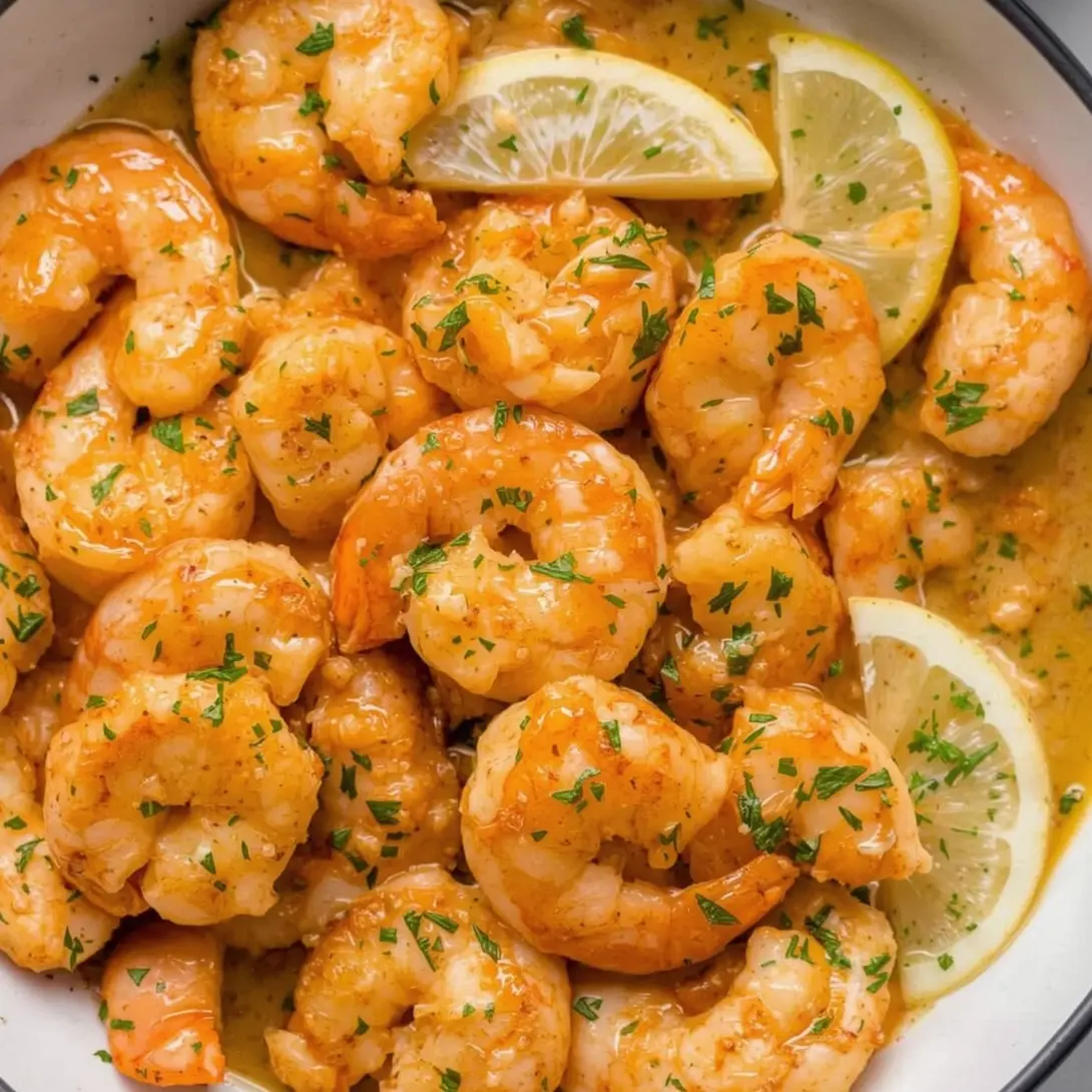 Lemon dill grilled shrimp served over a bed of quinoa on a white plate