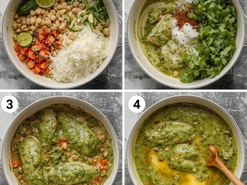 A vibrant bowl of Low-Carb Salsa Verde Chicken garnished with fresh cilantro and lime.