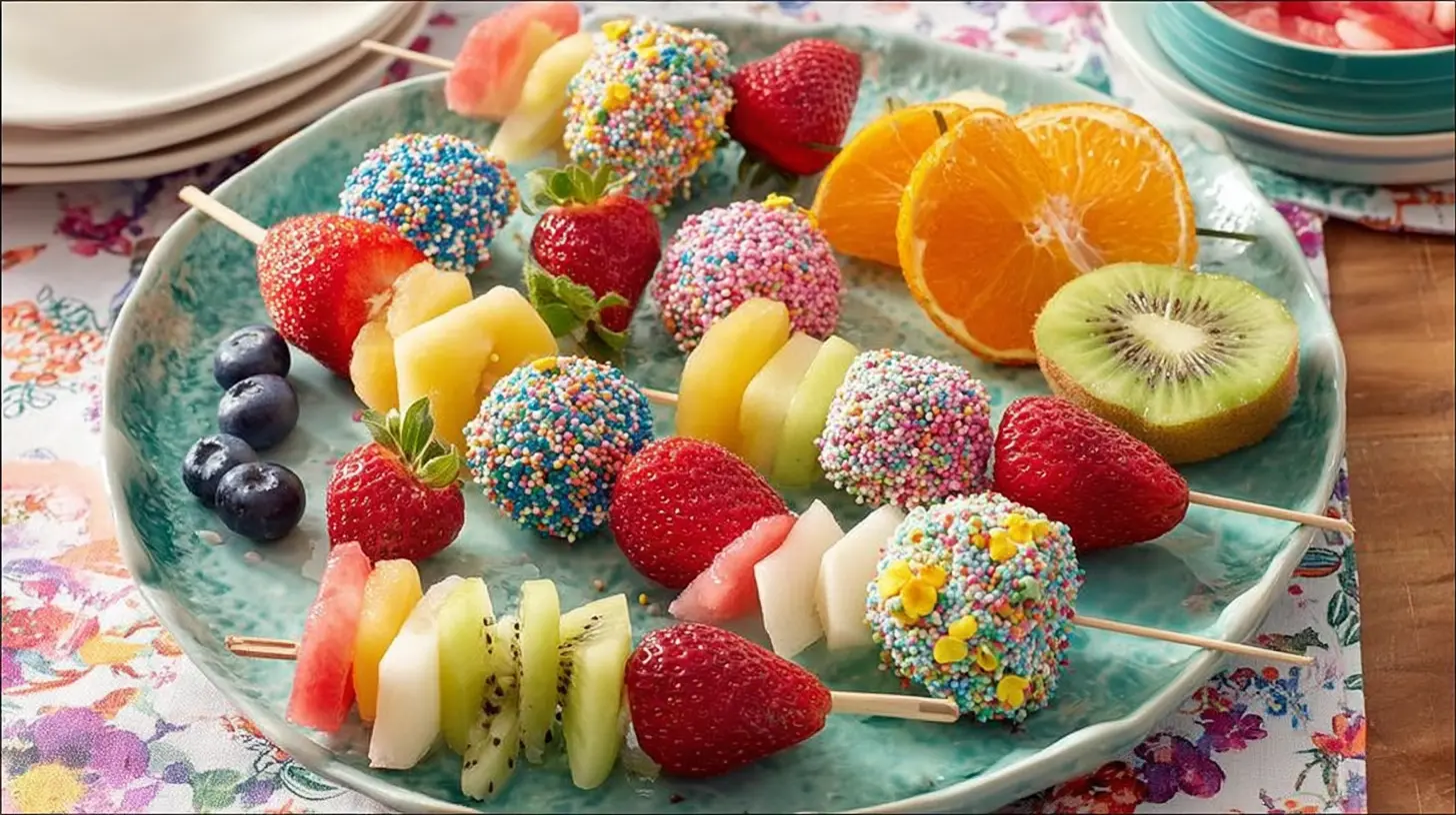 A colorful array of Mothers Day appetizers, beautifully arranged for a celebration.