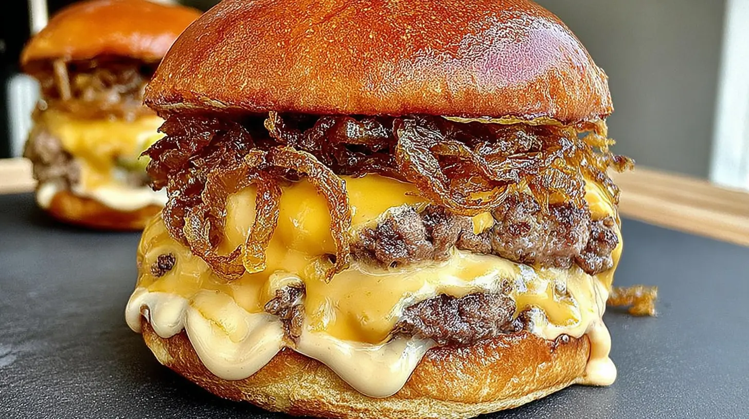 A legendary Oklahoma onion smashburger with caramelized onions and a crispy patty.