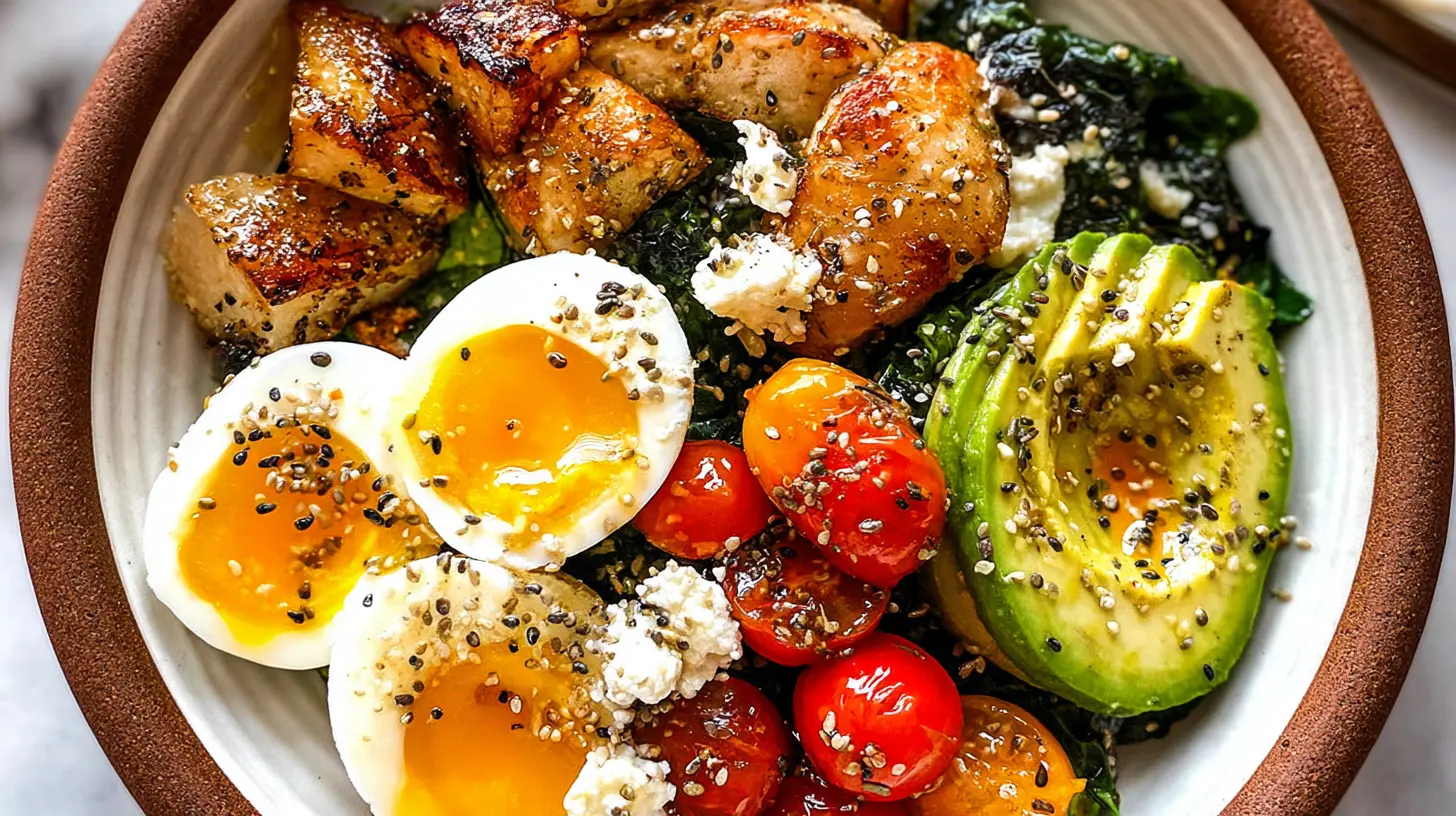 A delicious plate showing various savory breakfast recipes with eggs and vegetables