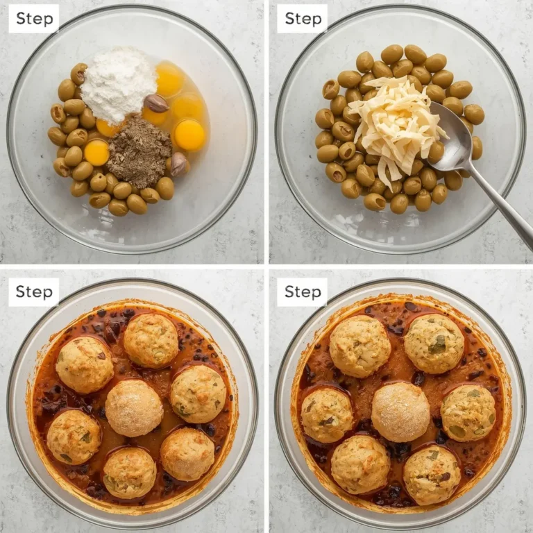 A plate of golden brown olive cheese balls, ready to serve.