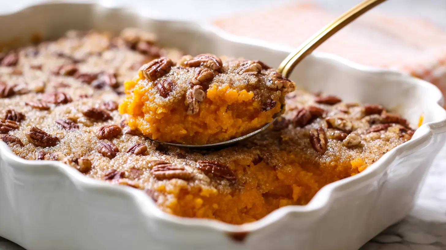 Harmonious easy sweet potato casserole with golden topping
