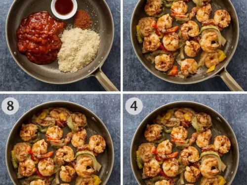 Close-up of vibrant Teriyaki Shrimp and Veggie Kebabs on a grill