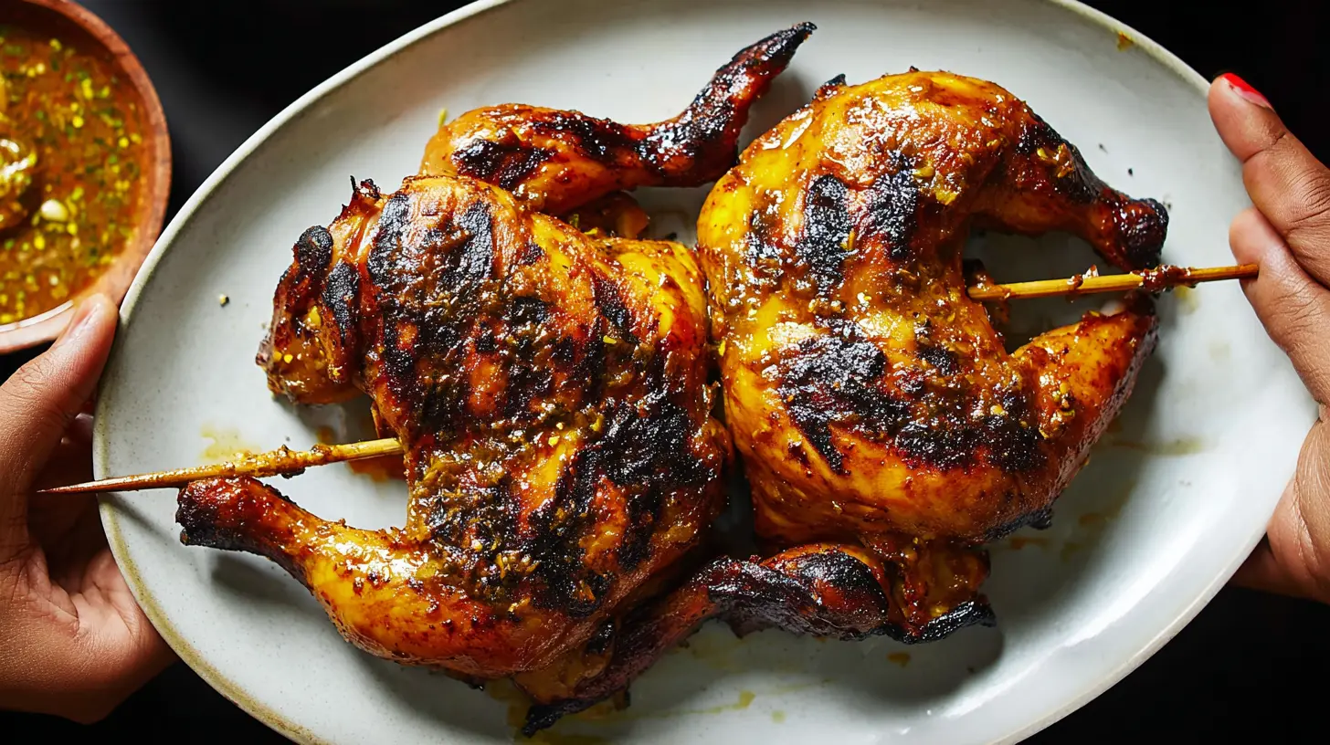 Authentic Thai grilled chicken with herbs and spices