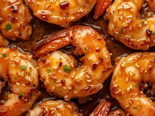 Appetizer plate of Turkey-Wrapped Shrimp with Brown Sugar Glaze