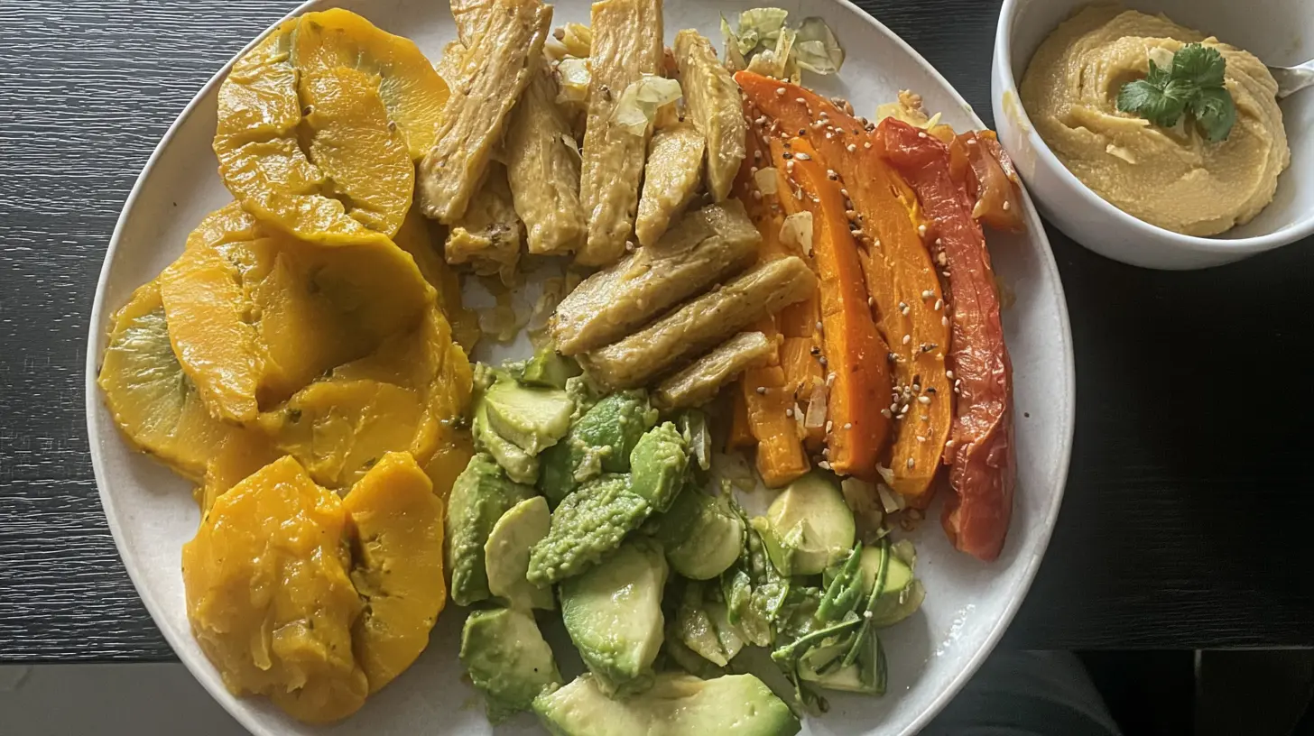 A vibrant image of a plated vegan dinner recipe that is gluten-free