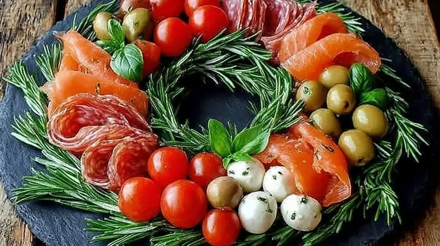 A festive Xmas food table laden with delicious holiday treats.