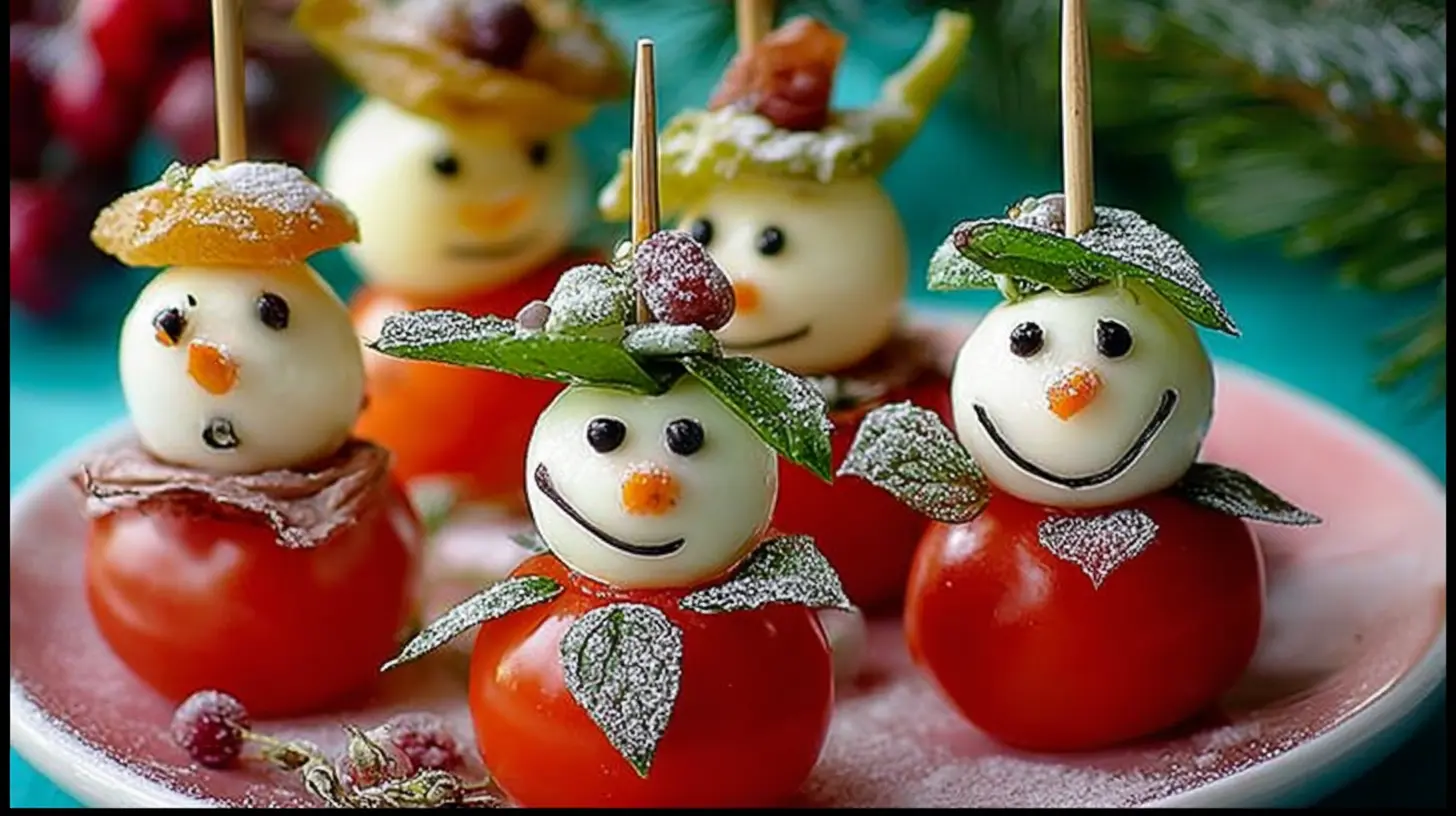 A collection of xmas treats with funny expressions or ironic placement.