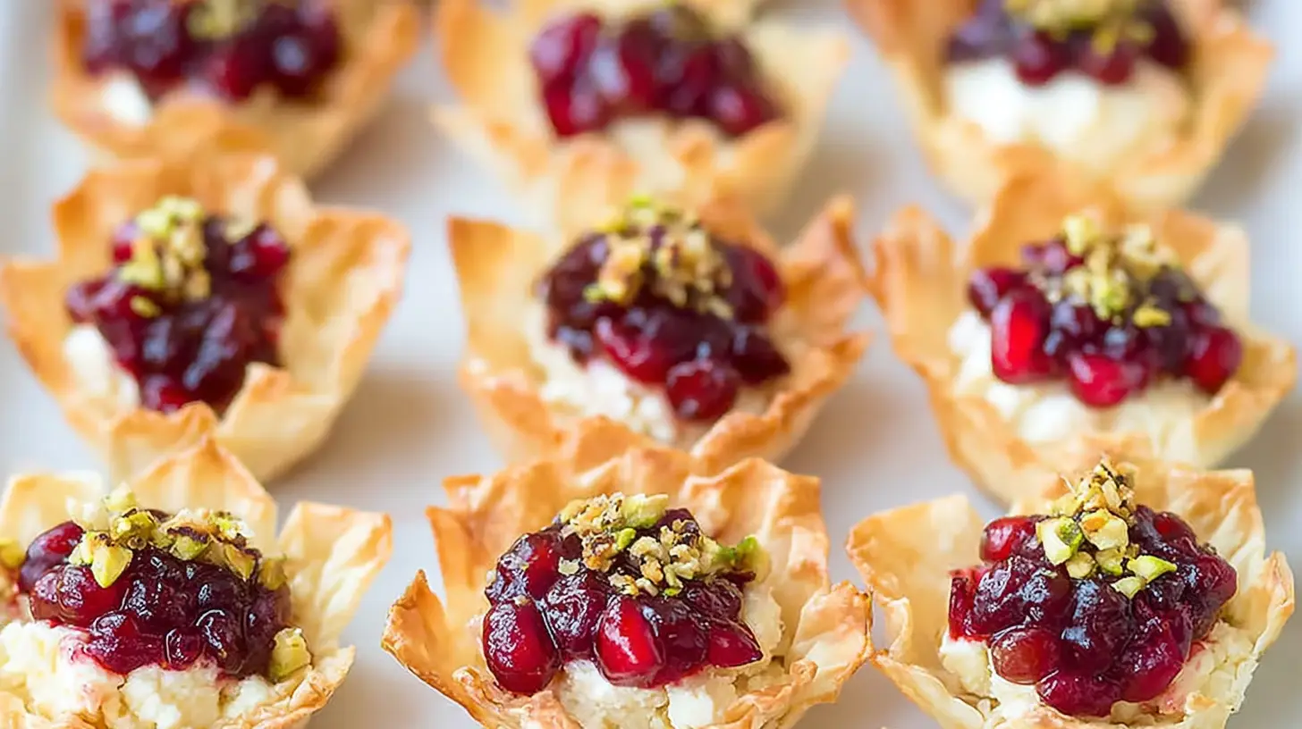 Baked cranberry brie bites served on a platter