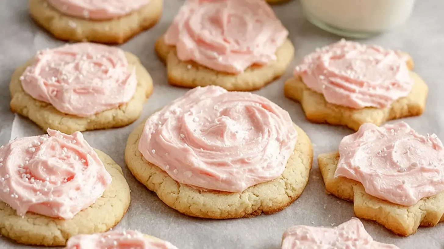 Perfectly baked sugar cookies cooling on a wire rack