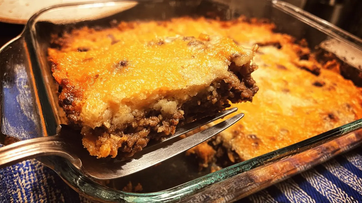 A hearty Cattle Drive Casserole dish, rich and comforting.