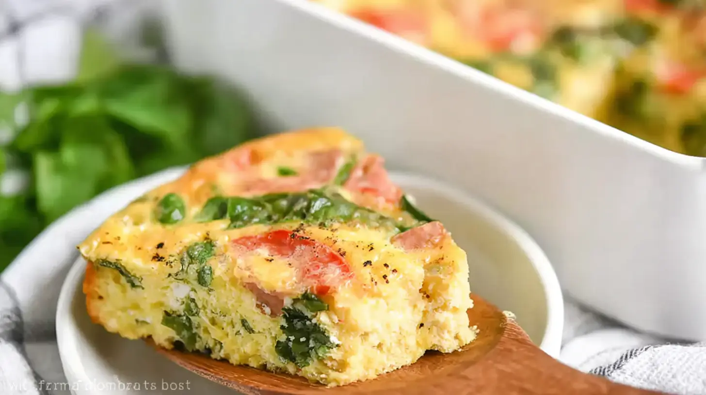 Golden-brown baked cottage cheese eggs in an oven-safe dish.
