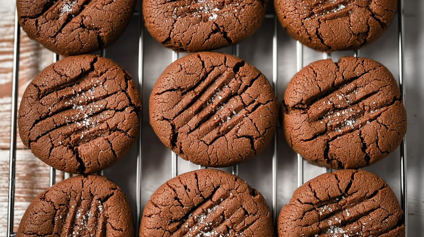 A close-up of delicious chocolate butter cookies stacked on a plate