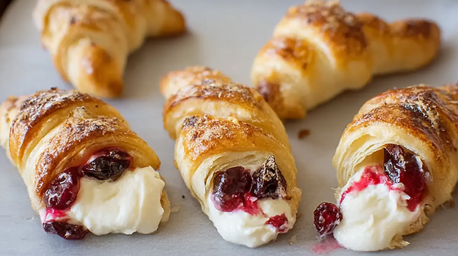Delicious cranberry cream cheese crescent bites on a serving platter