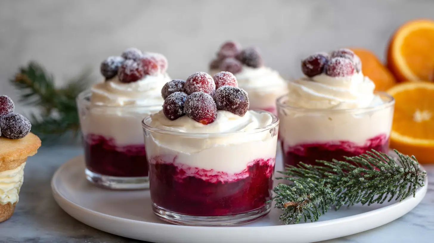 Delicate cranberry mousse cups, perfect for individual servings