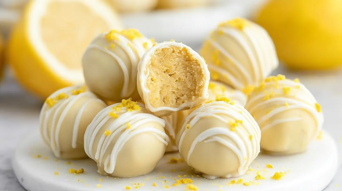 Delicious creamy lemon truffles arranged artfully
