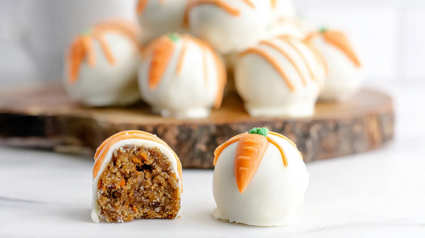 A serving of easy carrot cake bites on a white plate.