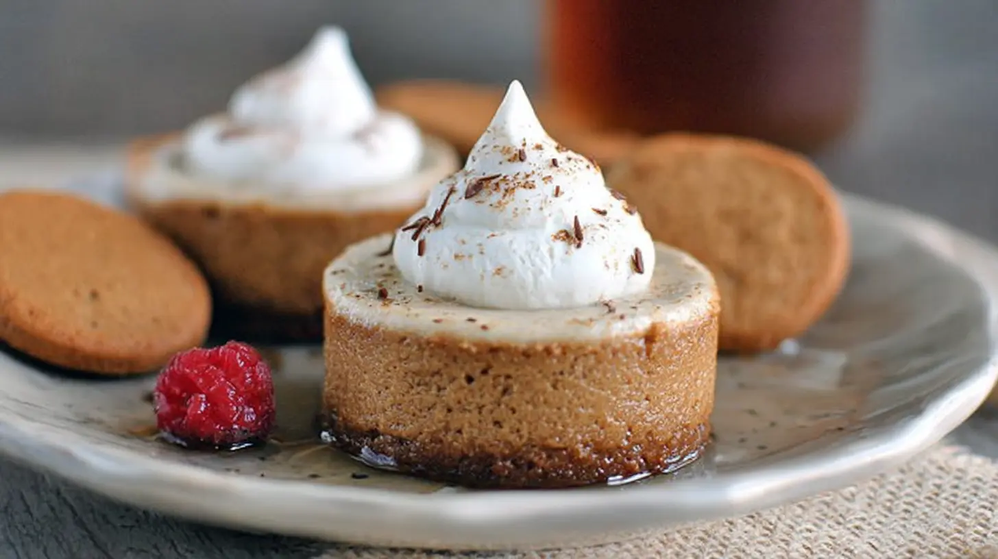 A serving of charming no-bake gingerbread cheesecake cups, ready to enjoy.
