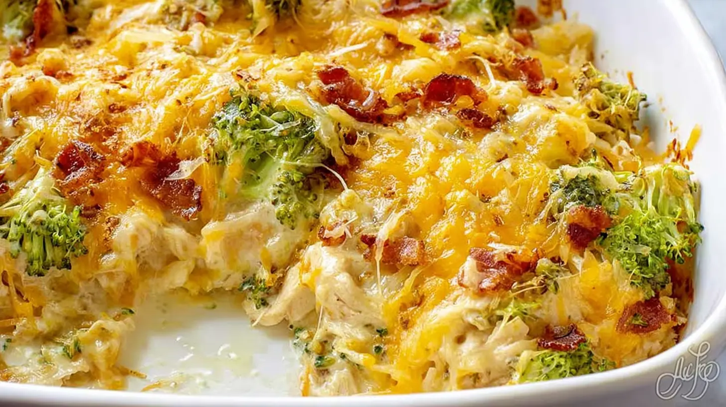 A delicious and easy low carb chicken casserole, ready to serve.