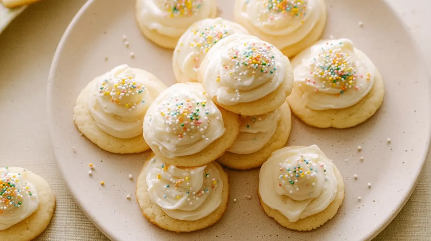 A fluffy vanilla sugar cookie buttercream frosting swirl