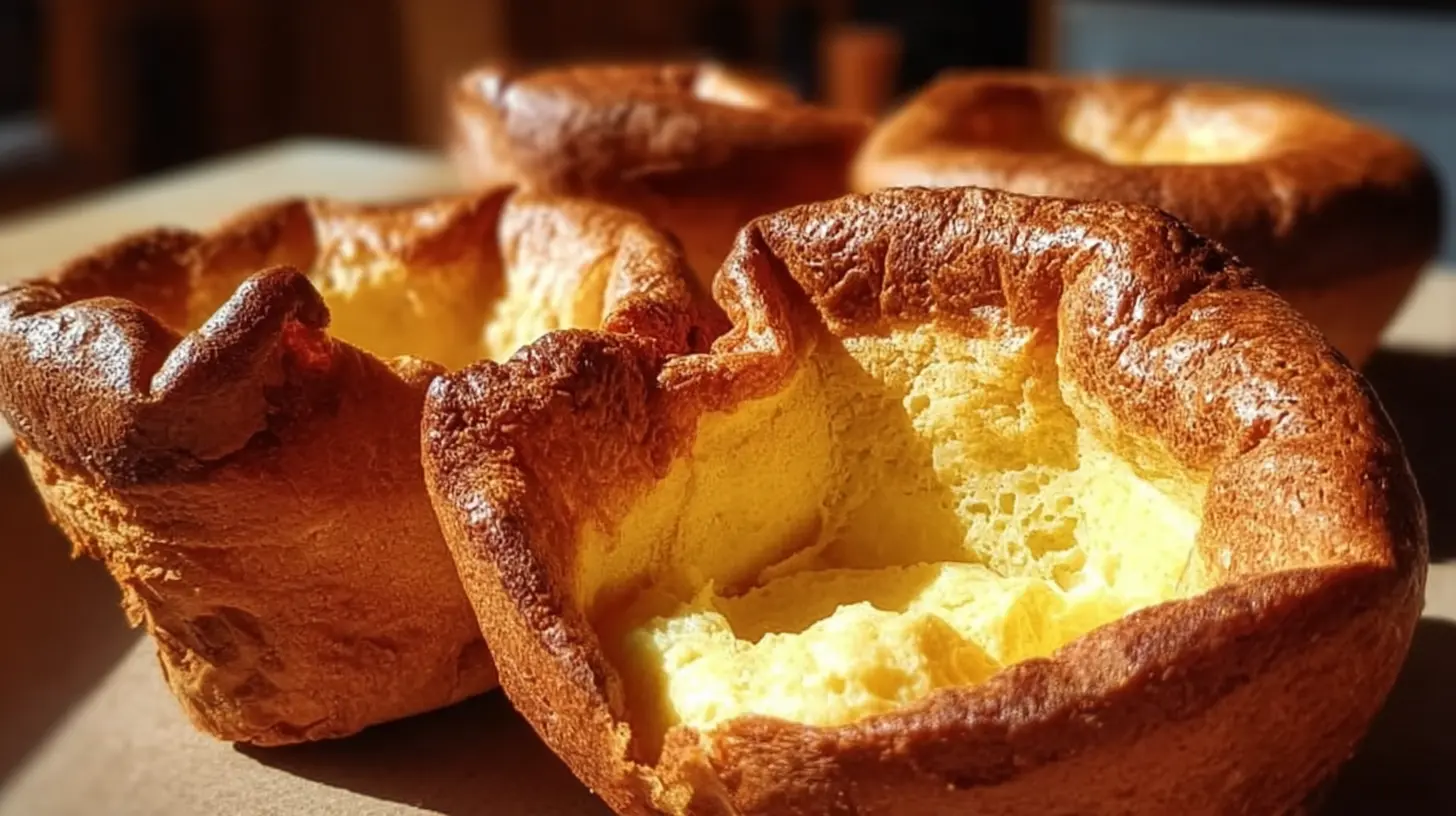 Golden, fluffy Yorkshire Puddings with deep, crispy edges.