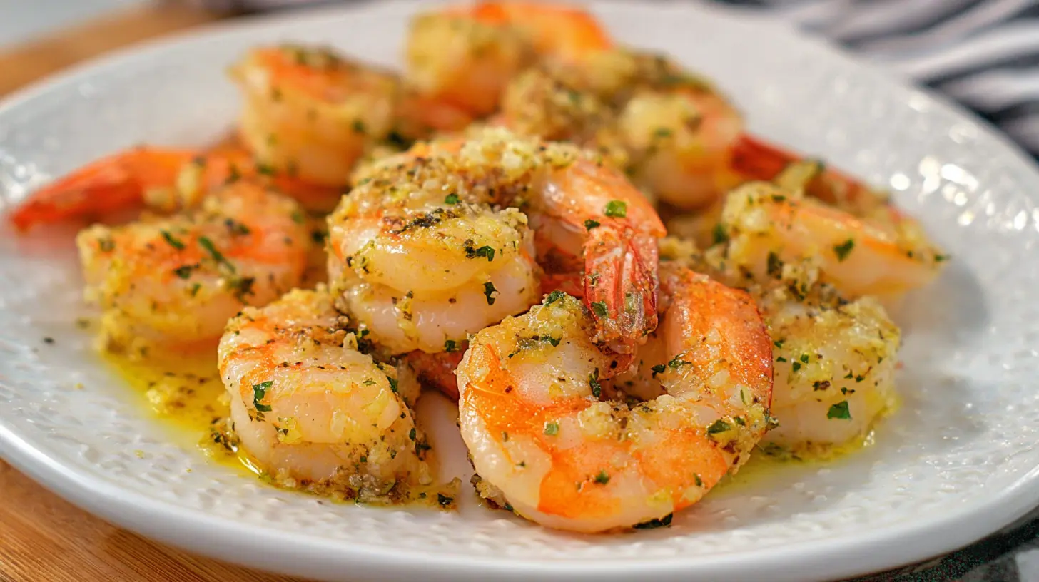 Platter of savory garlic parmesan roasted shrimp
