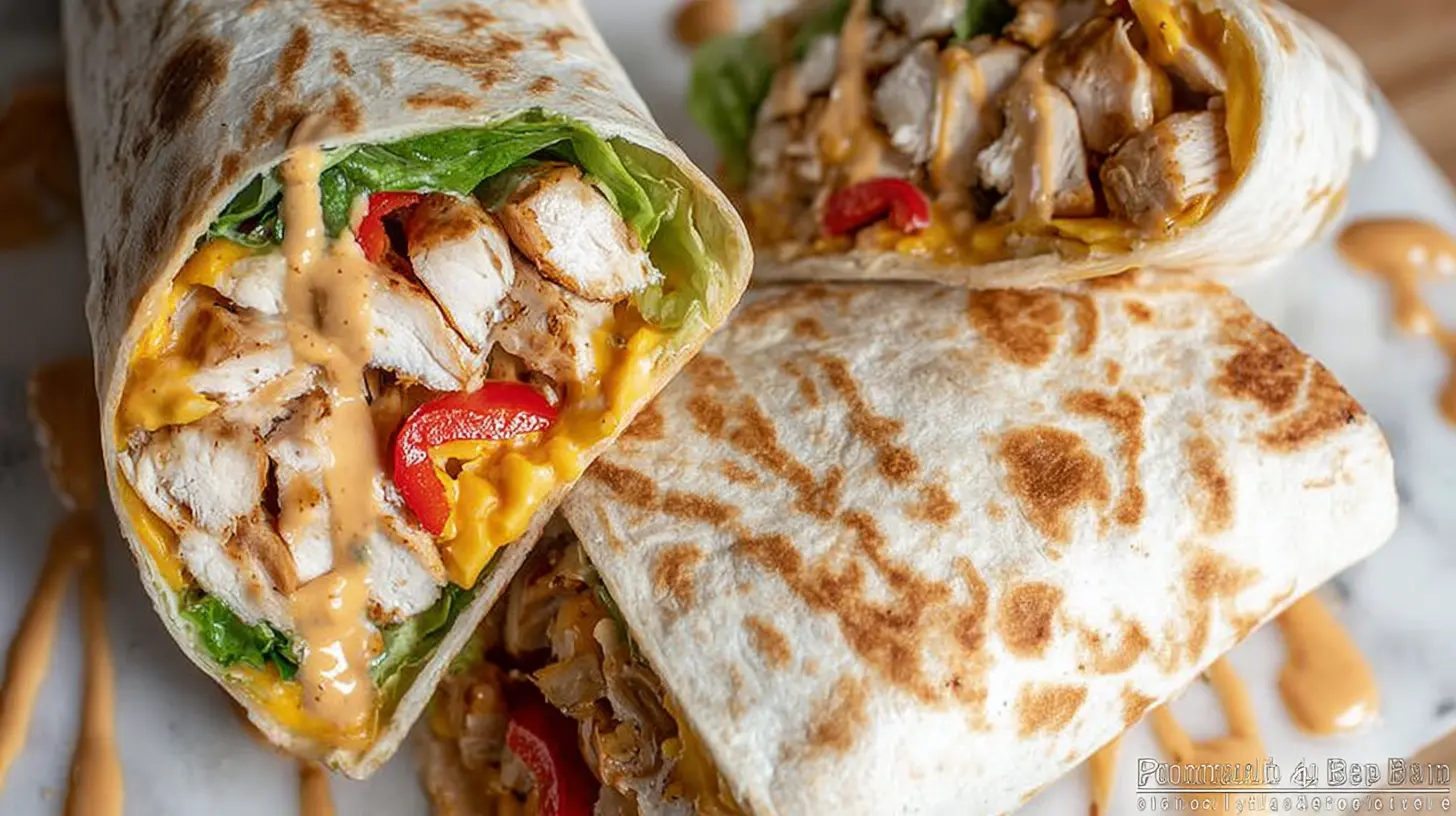 Delicious Chipotle Ranch Grilled Chicken Burrito, perfectly wrapped and ready to eat.