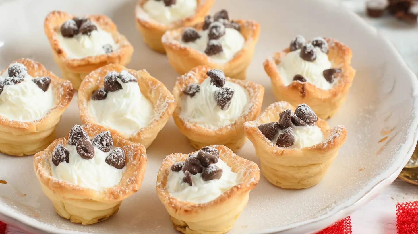 A selection of mini cannoli cups filled with creamy goodness