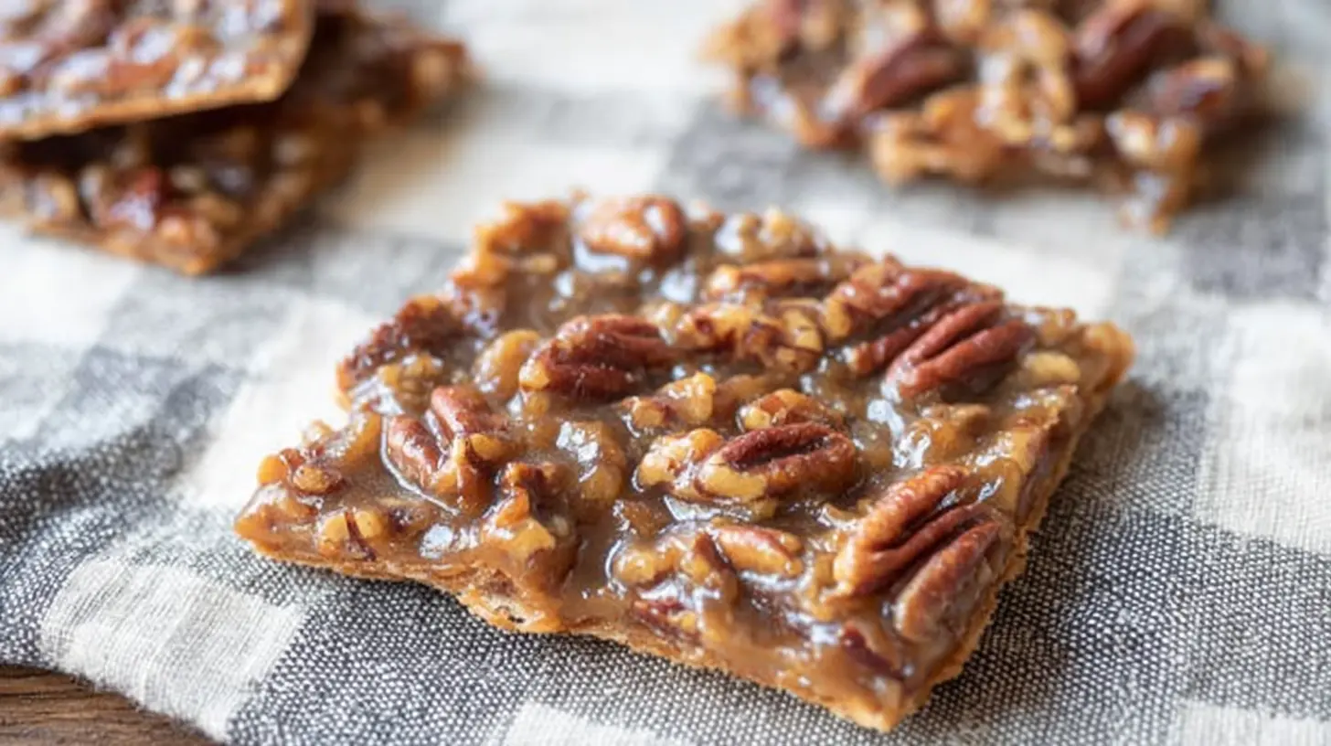 A close-up of delicious pecan bark with chocolate swirls