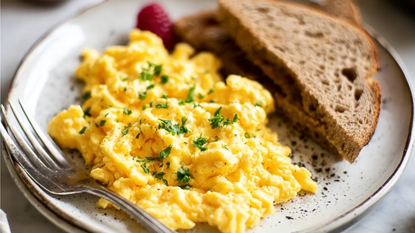 A plate showcasing perfectly cooked breakfast eggs.
